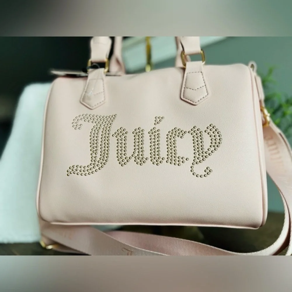 Juicy Couture Obsession Satchel Dusty Blush Rhinestone Logo Crossbody NWT